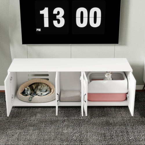 Wooden Cat Litter Box Furniture With Cat Door