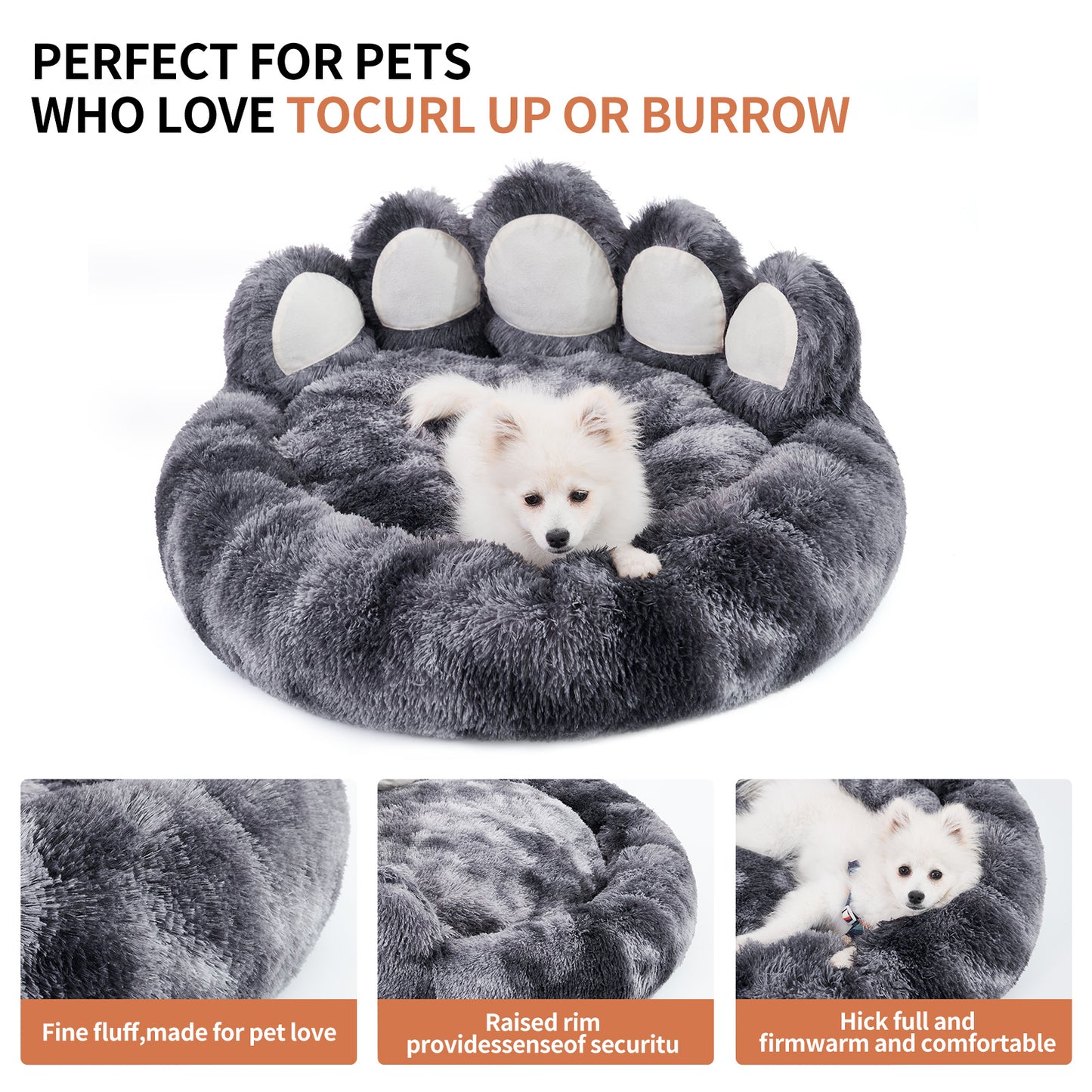 Bear Paw Dog Bed – Cozy Plush Bed for Small & Medium Dogs