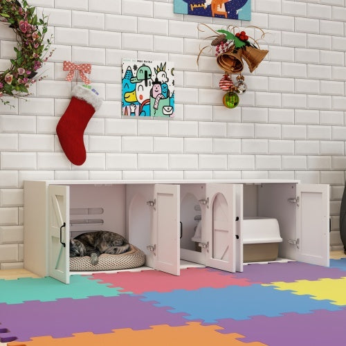 Wooden Cat Litter Box Furniture With Cat Door