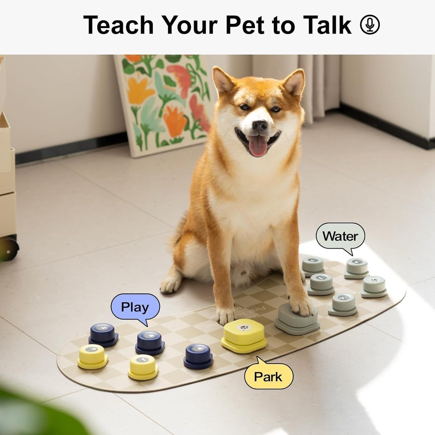12-Pack Rechargeable Talking Buttons with Mat – Pet Communication Kit