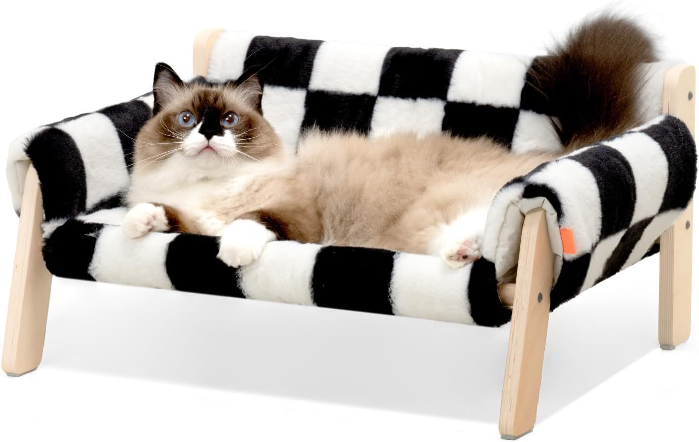 Raised Cat Bed With Wooden Legs