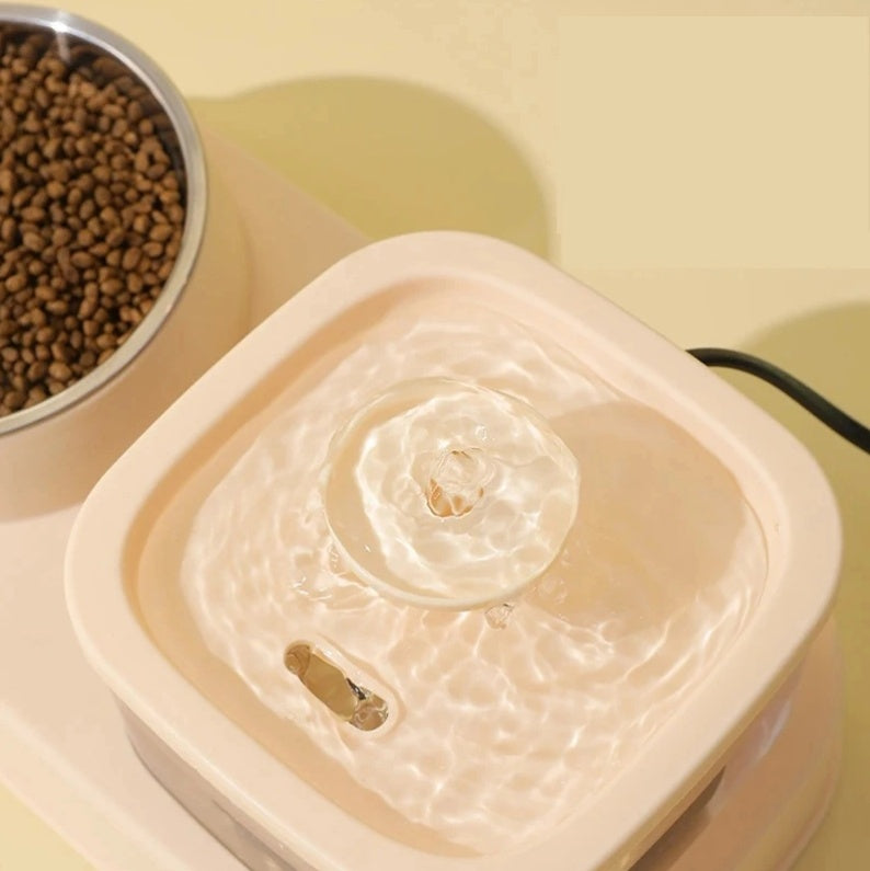 2-in-1 Dog & Cat Water Dispenser, Automatic Feeding Bowl with Dry