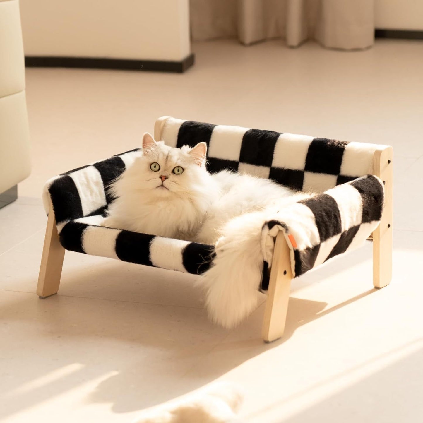 Raised Cat Bed With Wooden Legs
