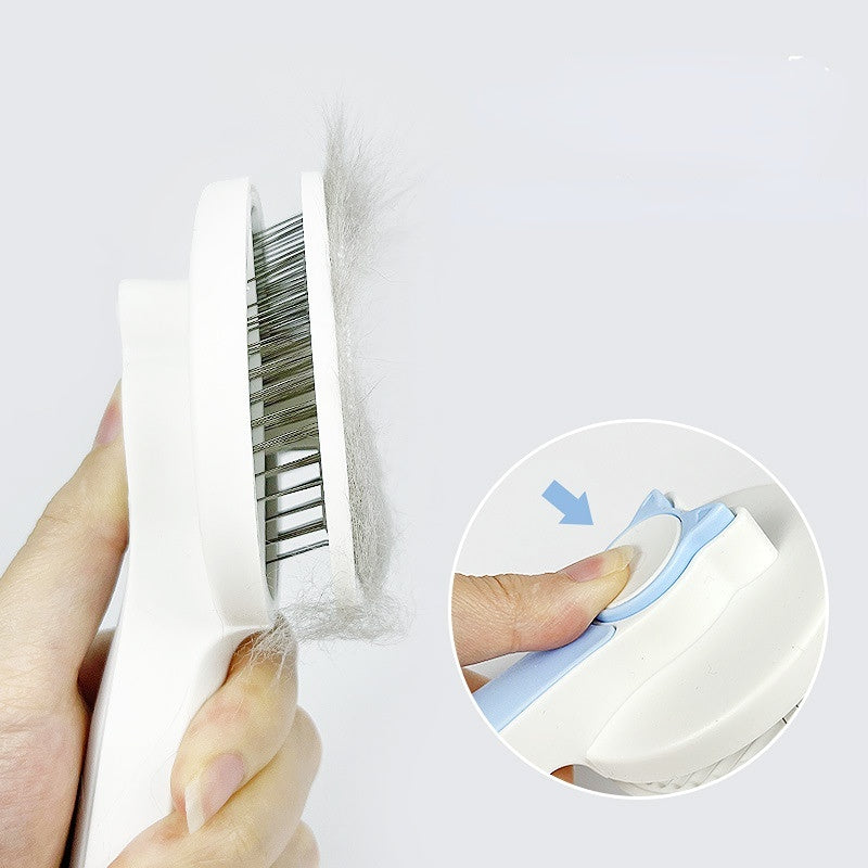 Self-Cleaning Slicker Brush for Cats & Dogs - Pet Hair Removal Comb