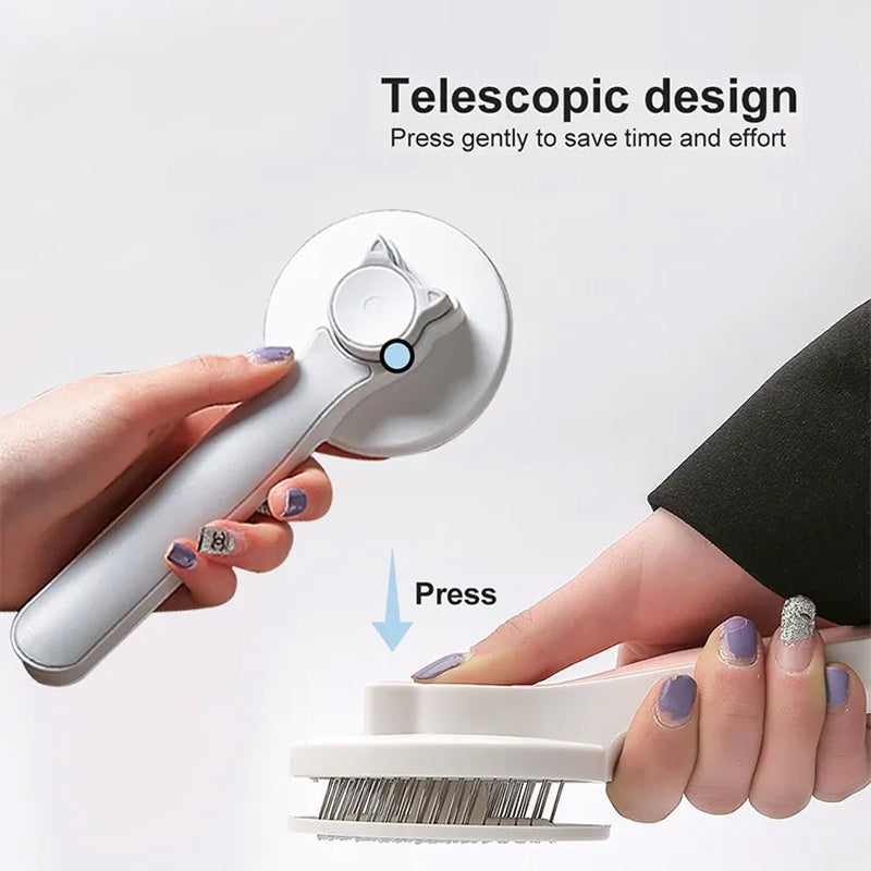 Self-Cleaning Slicker Brush for Cats & Dogs - Pet Hair Removal Comb