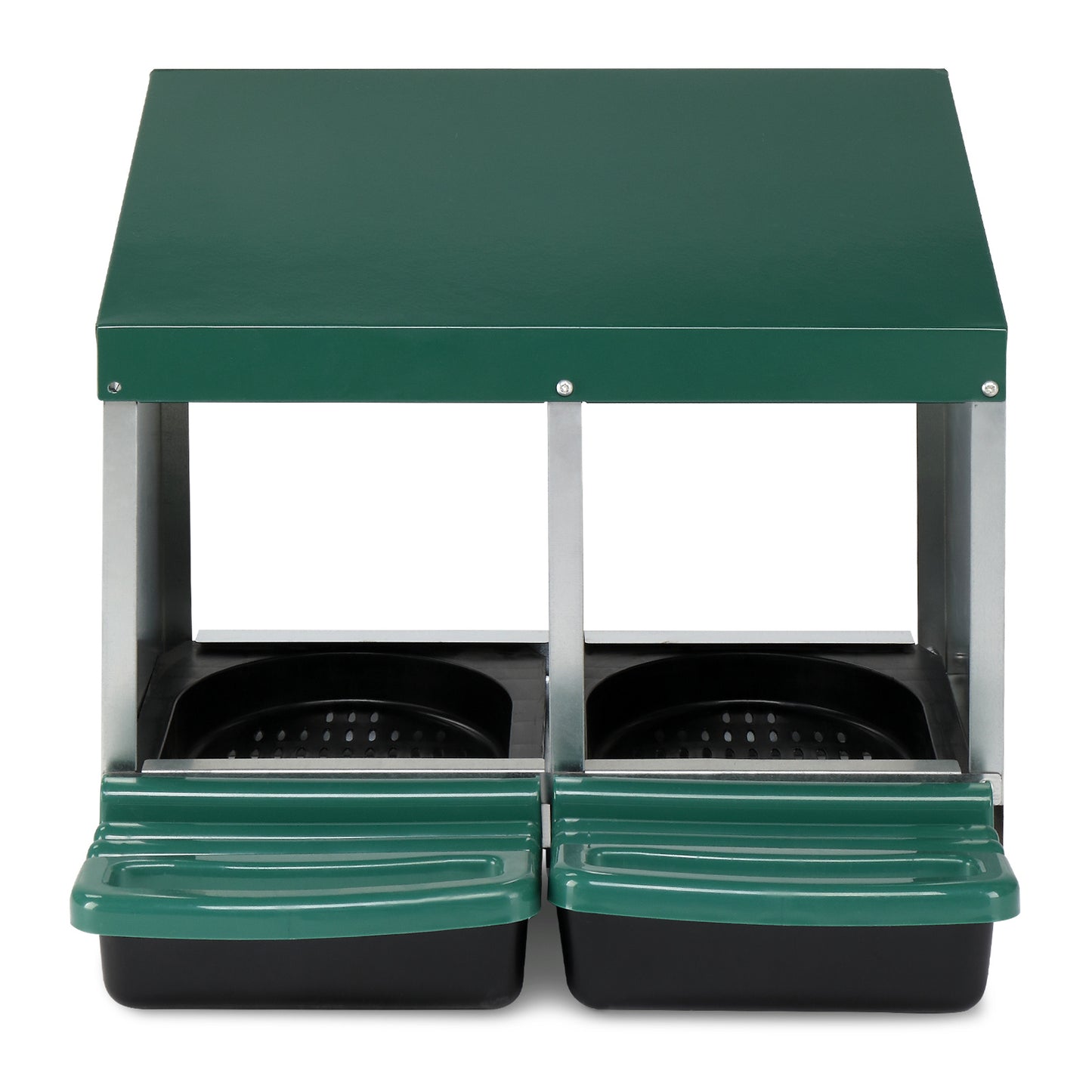 Pitched Roof House Iron-plastic Green Chicken Feeding Trough