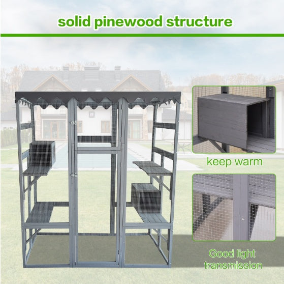 Outdoor Cat House with 6 Ledges & Weatherproof Roof