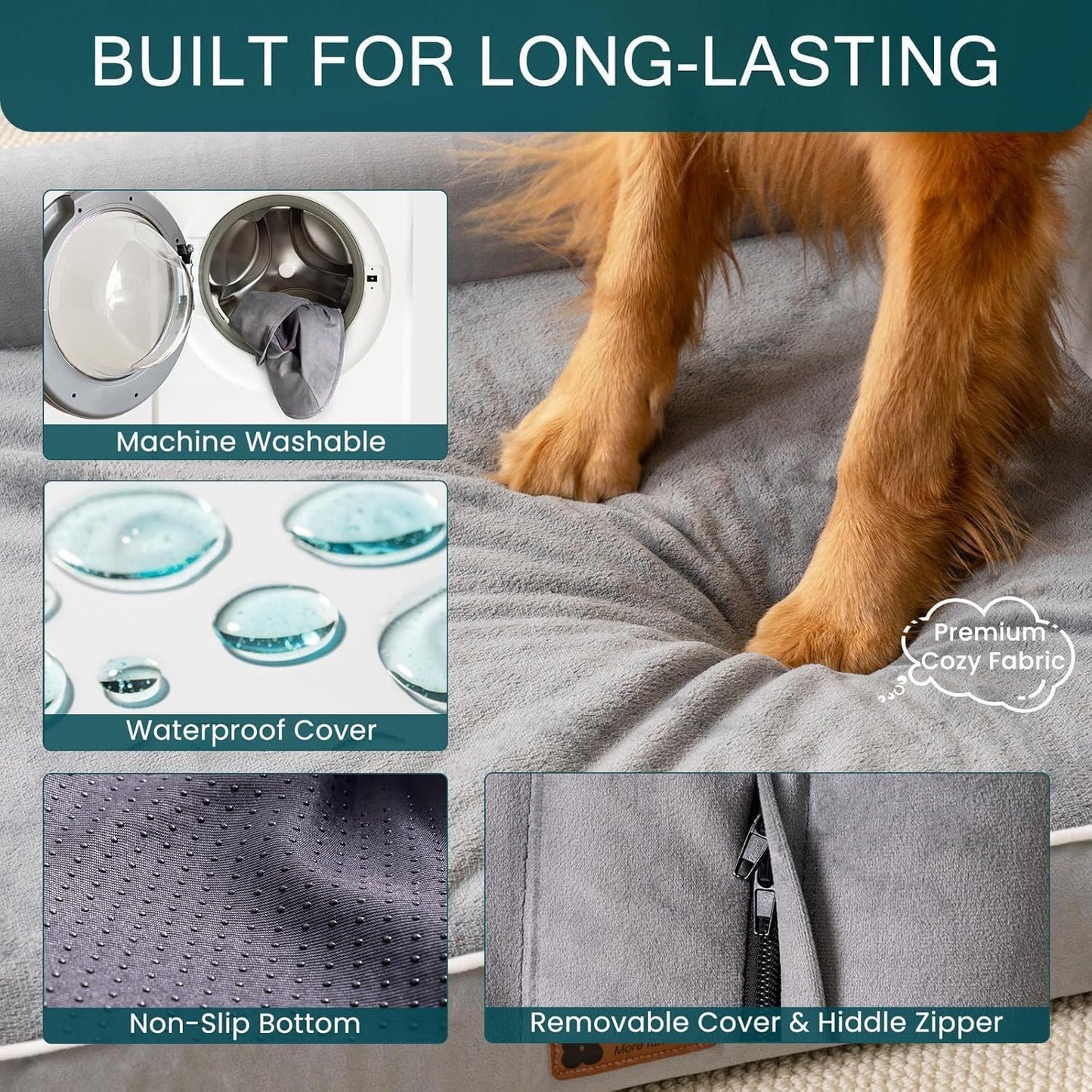 MEWOOFUN Orthopedic Dog Bed for Medium & Large Dogs, 40"x30", Waterproof Cover