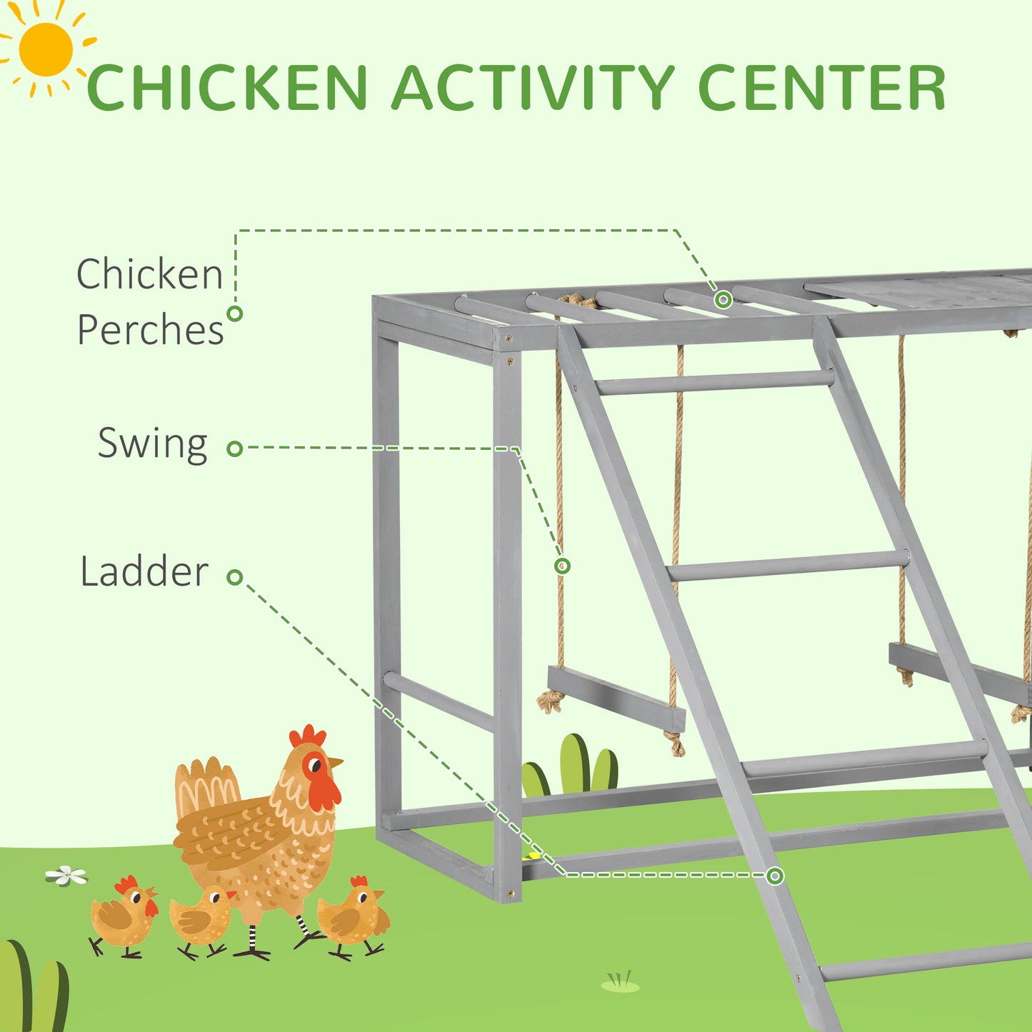 Chicken Activity Game With Swing & Perches for 3-4 Birds