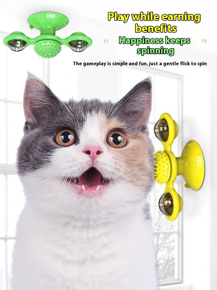 Cat Entertainment Set – Rotating Disk, Feather Teasers, Tumbler & Windmill Toy for Active Cats