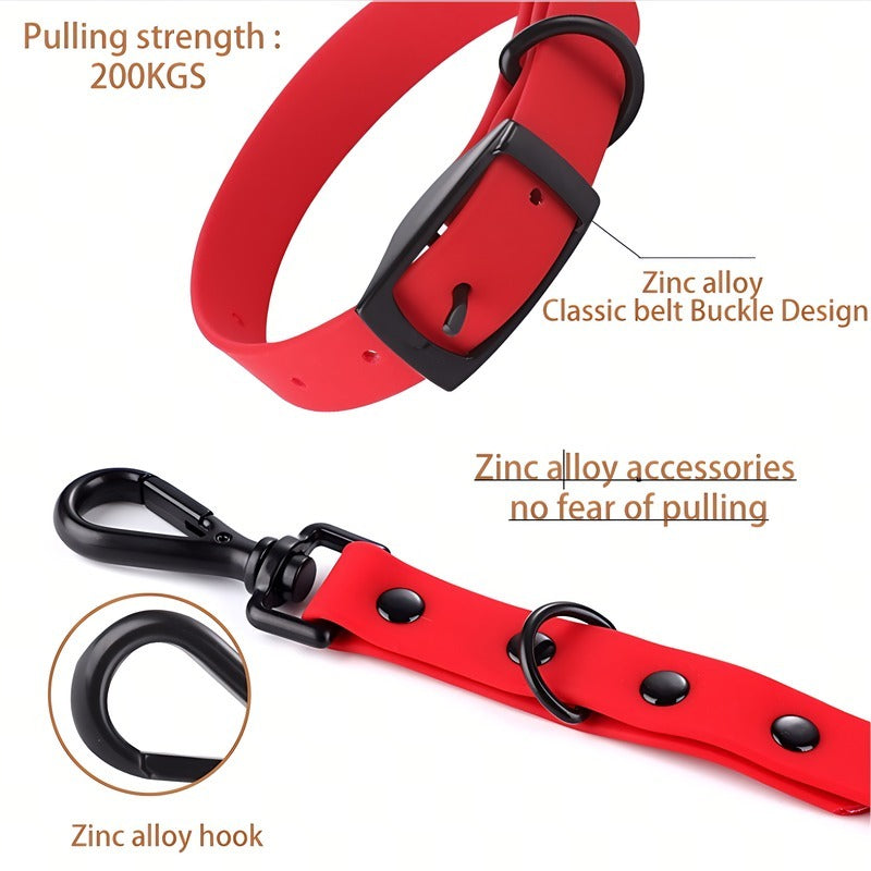 Durable Silicone Dog Collar & Leash – Waterproof for Small & Large Dogs