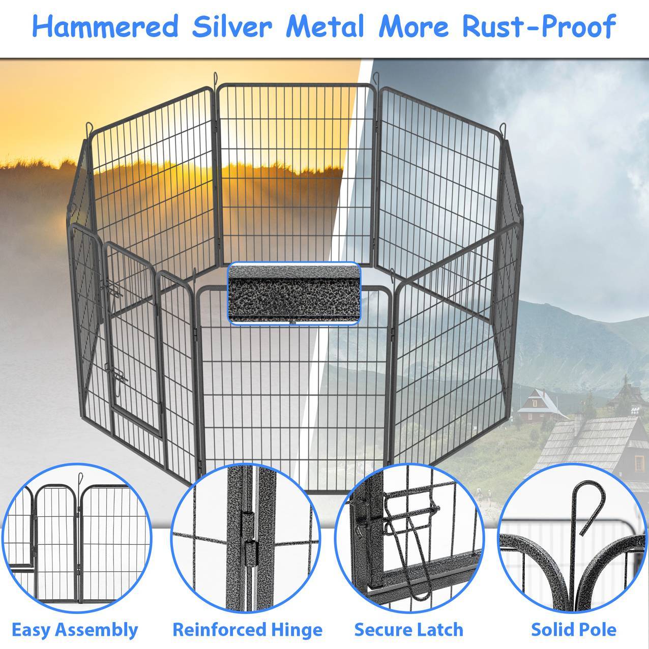 Dog Playpen | Outdoor Dog Fence & Kennel for Large Dogs