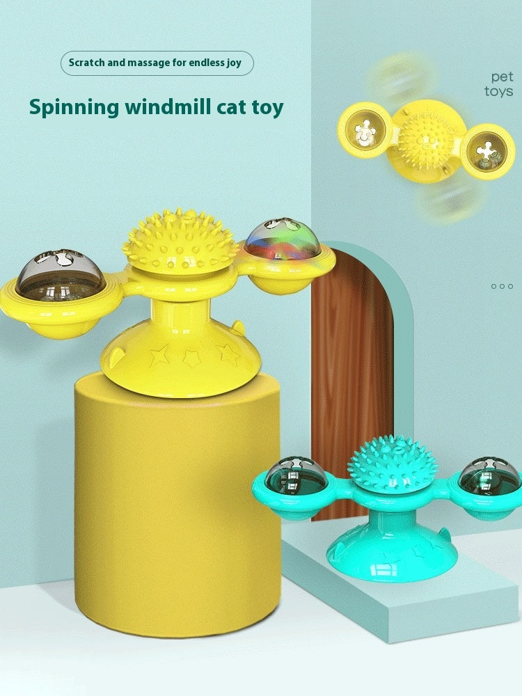 Cat Entertainment Set – Rotating Disk, Feather Teasers, Tumbler & Windmill Toy for Active Cats