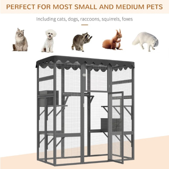 Outdoor Cat House with 6 Ledges & Weatherproof Roof