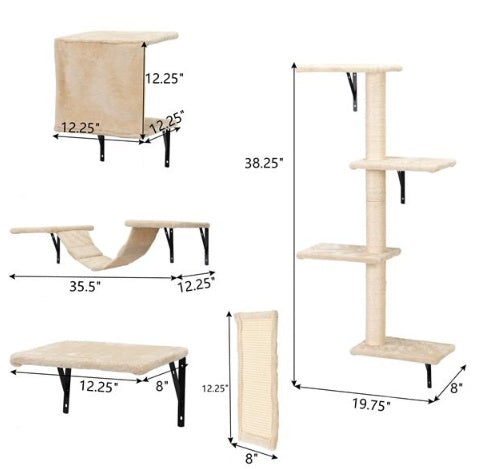 Wall Mounted Cat Climbing Frame Set