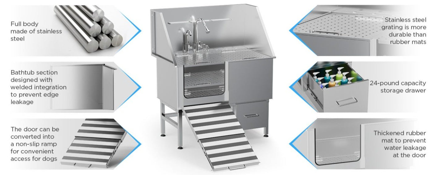 Stainless Steel Dog Bathing Table - Professional Grooming & Bathing Station for Pets