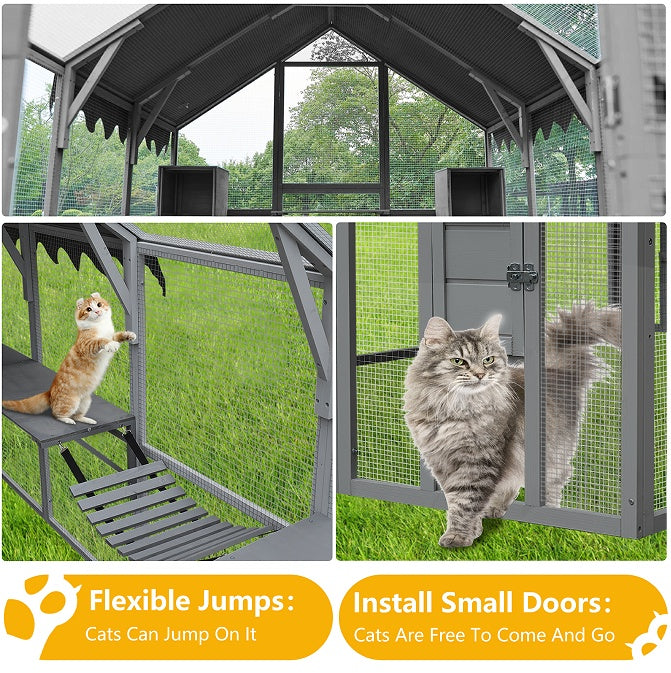 Waterproof Outdoor Cat House & Fence