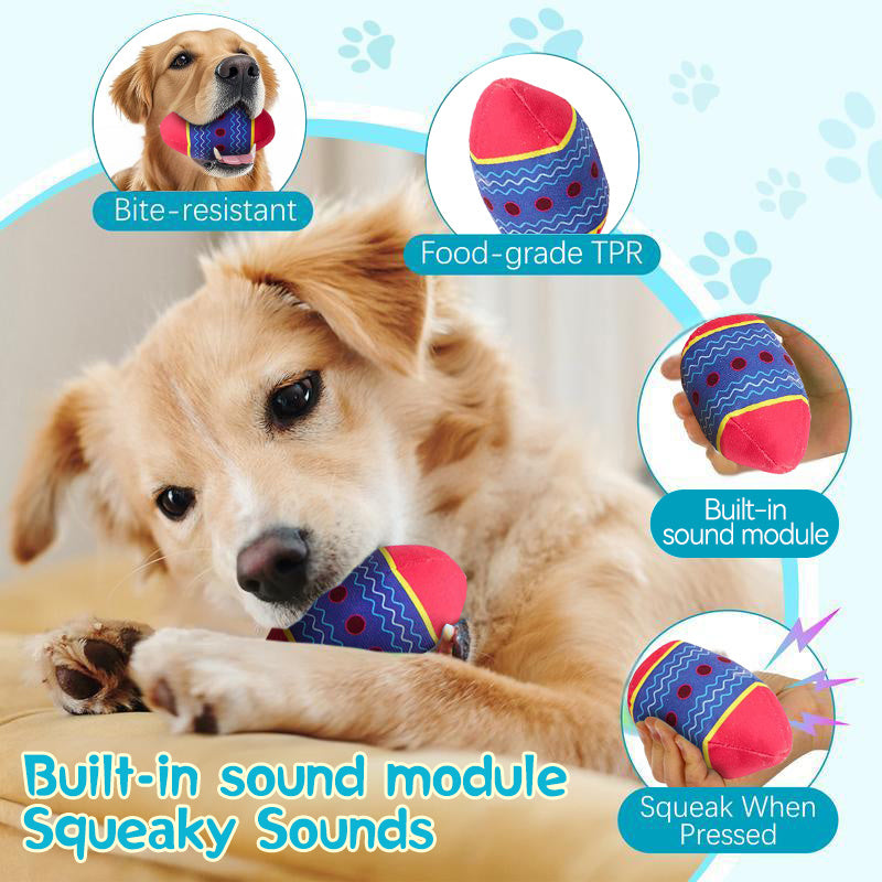 Easter Egg Squeaky Dog Toy – Green & Red, Chew Toy for Small/Medium Dogs