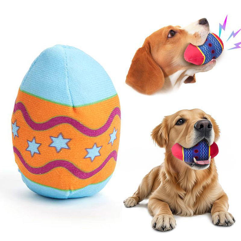 Easter Egg Squeaky Dog Toy – Green & Red, Chew Toy for Small/Medium Dogs