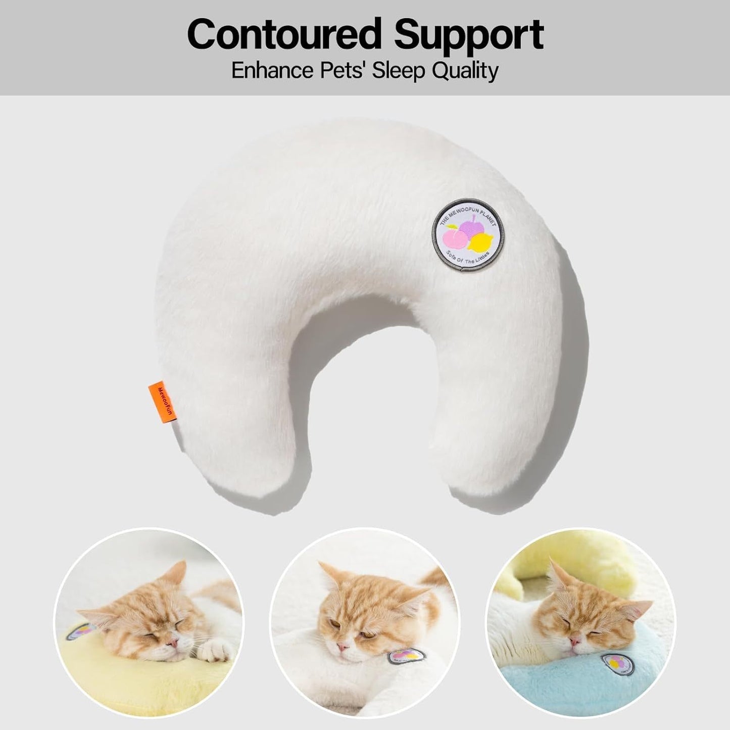 Fluffy Support Pillow For Cat & Puppy Joint Relief White