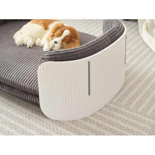 Scandinavian Cat Sofa, Elevated Bed with Removable Cover, White & Grey