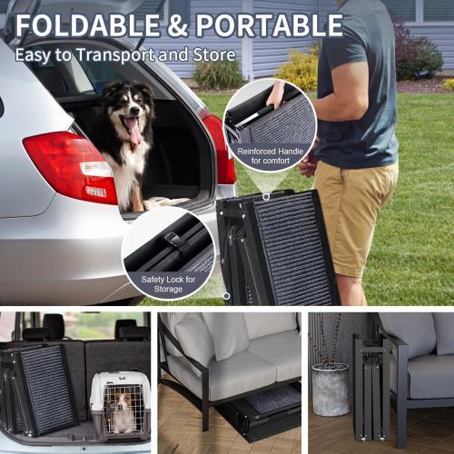 Foldable Extra-Wide Pet Car Ramp – Non-Slip, 71"x20", for Dogs up to 250 lbs