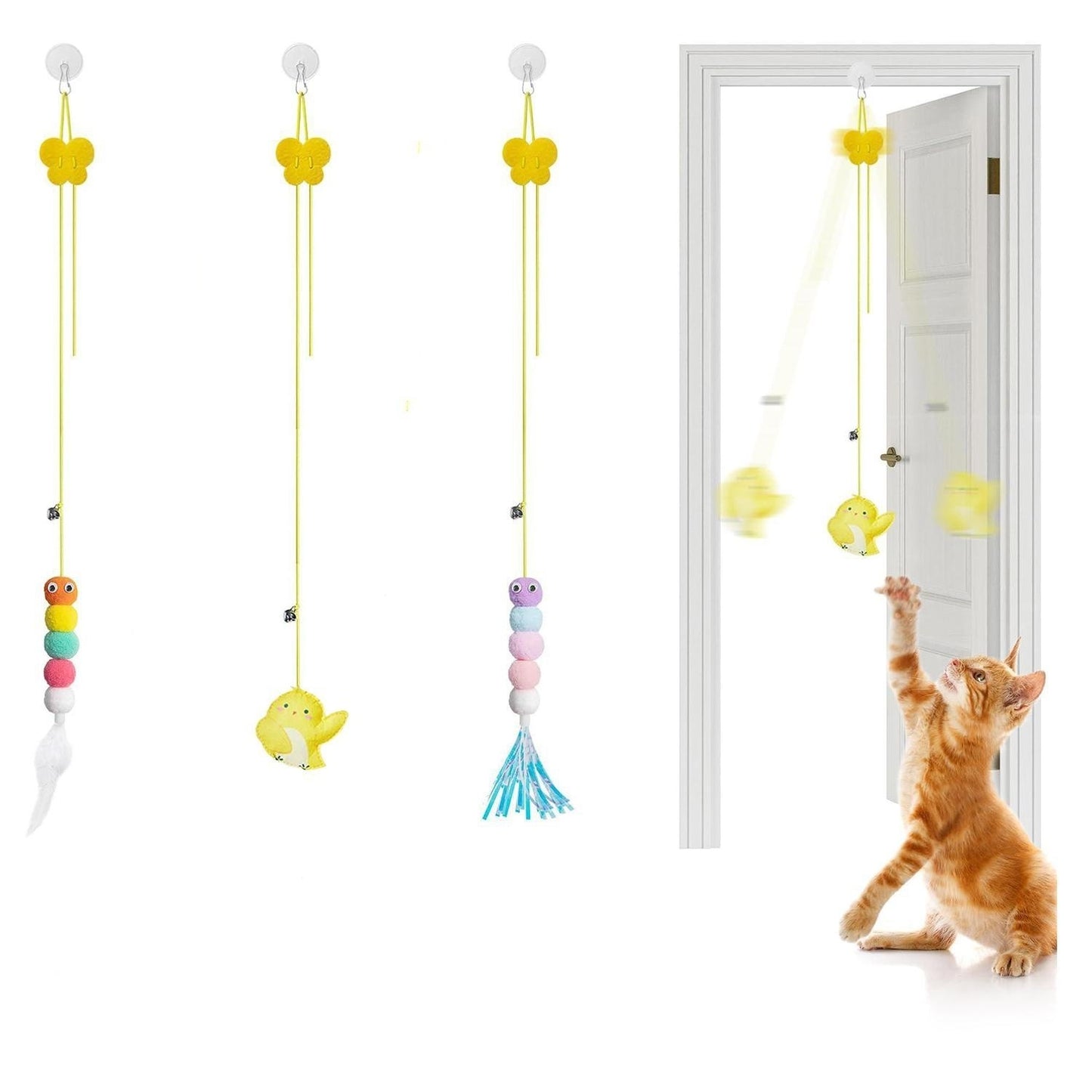 Interactive Cat Feather Toys 5 Pcs For Mental And Physical Stimulation