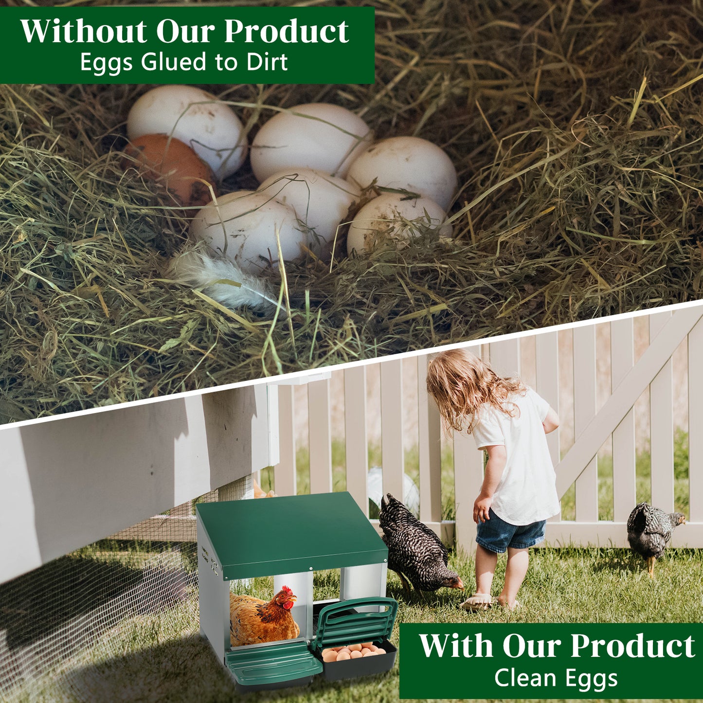Pitched Roof House Iron-plastic Green Chicken Feeding Trough
