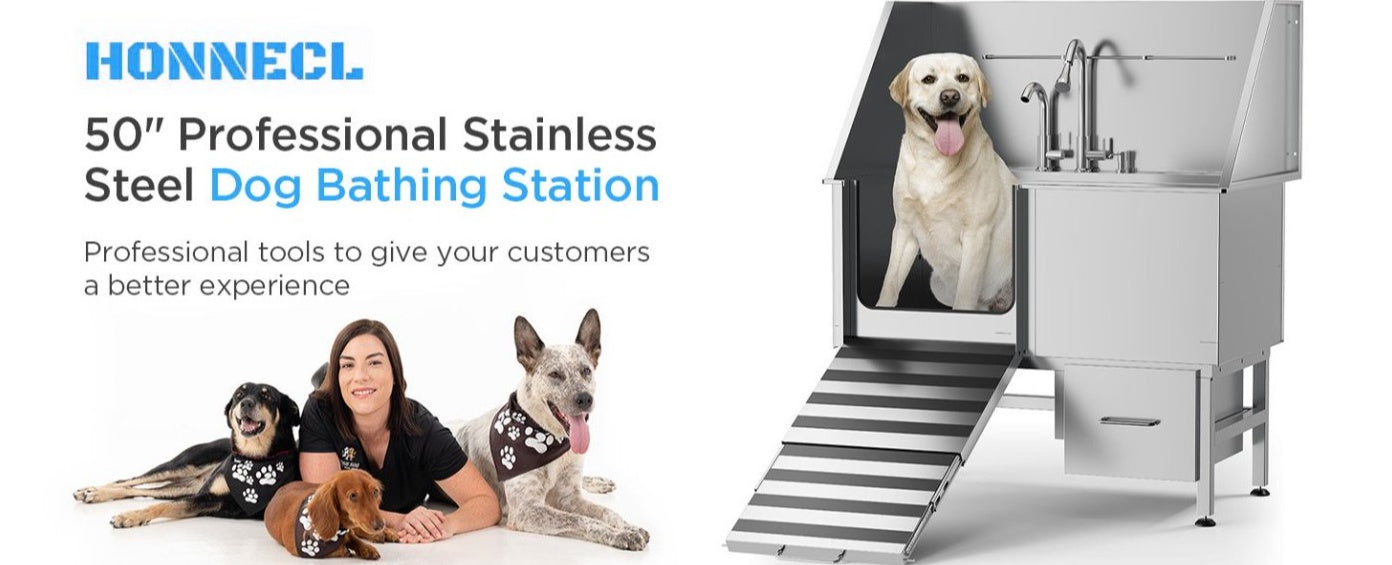 Stainless Steel Dog Bathing Table - Professional Grooming & Bathing Station for Pets