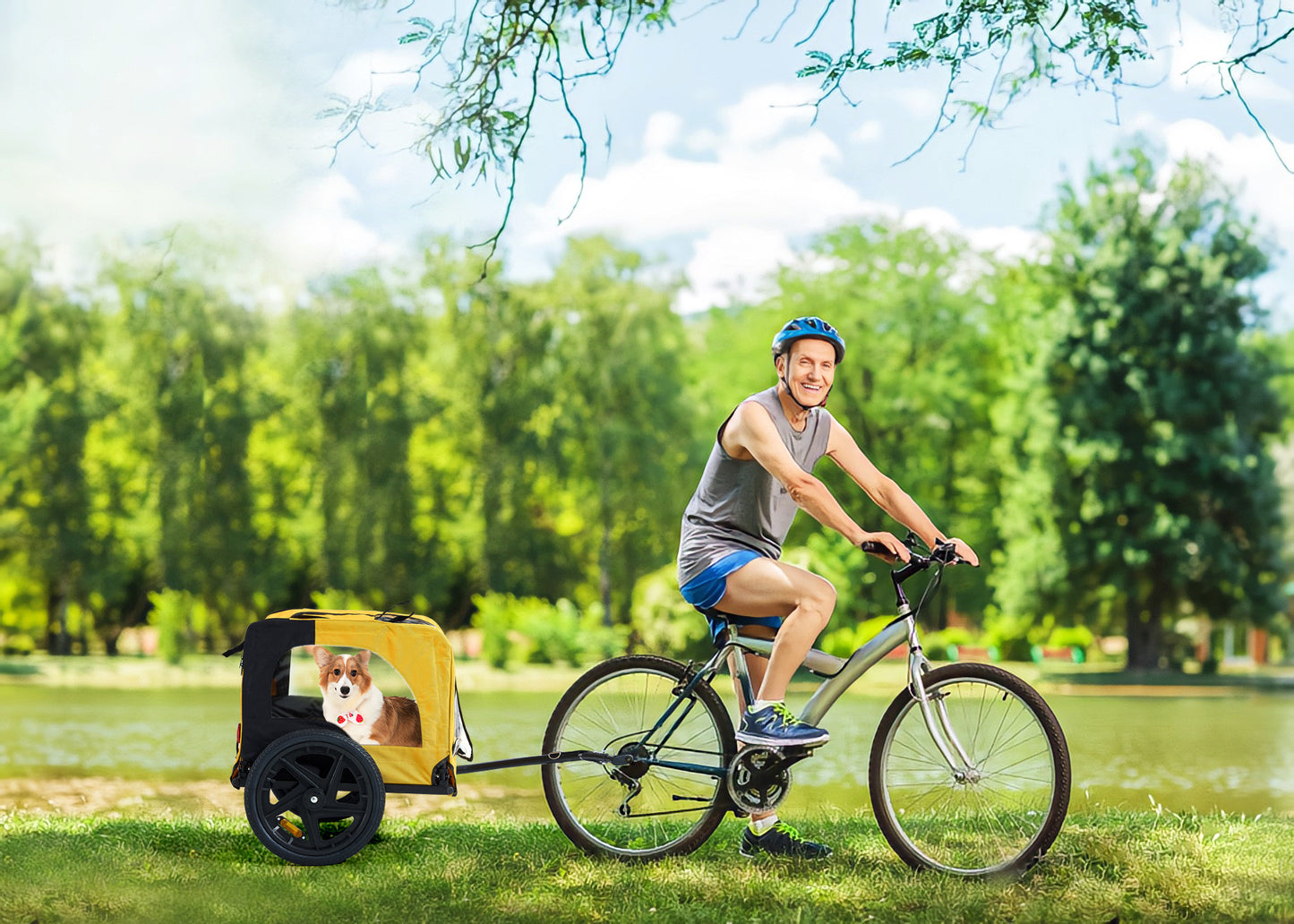 Yellow Foldable Pet Stroller & Bike Carrier