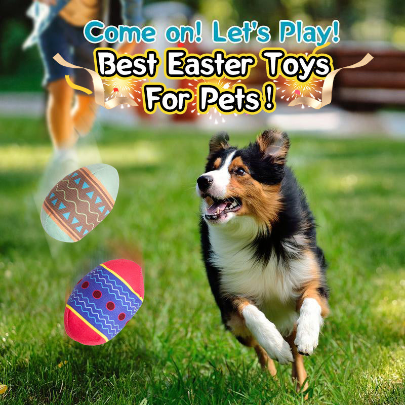 Easter Egg Squeaky Dog Toy – Green & Red, Chew Toy for Small/Medium Dogs