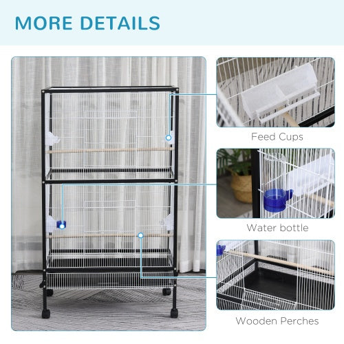 PawHut 54" Rolling Bird Cage with Accessories