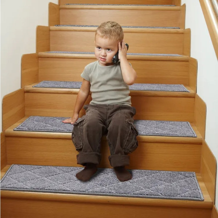VEVOR Non-Slip Stair Treads, 9x28, Indoor Carpet Runner for Wood Steps, 15 Pcs, Gray