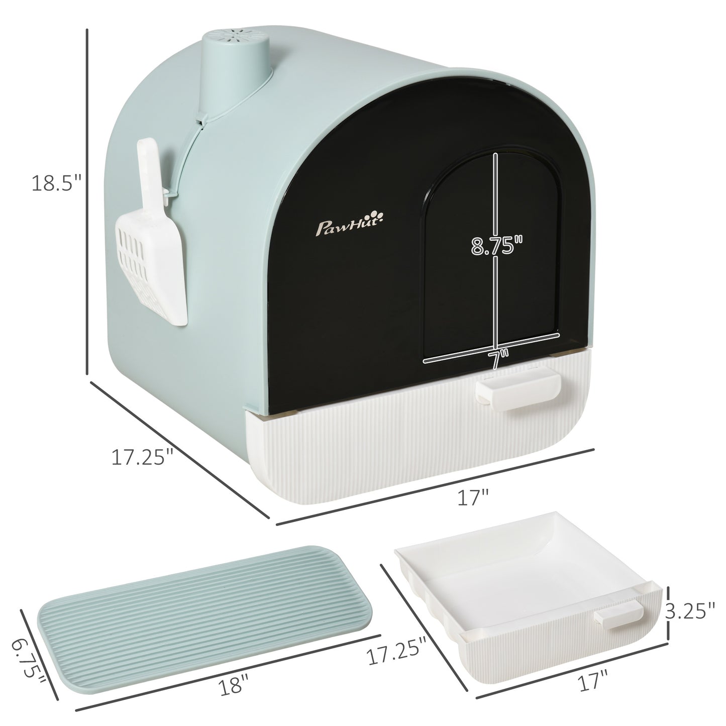 Covered Cat Litter Box with Tray & Scoop Set