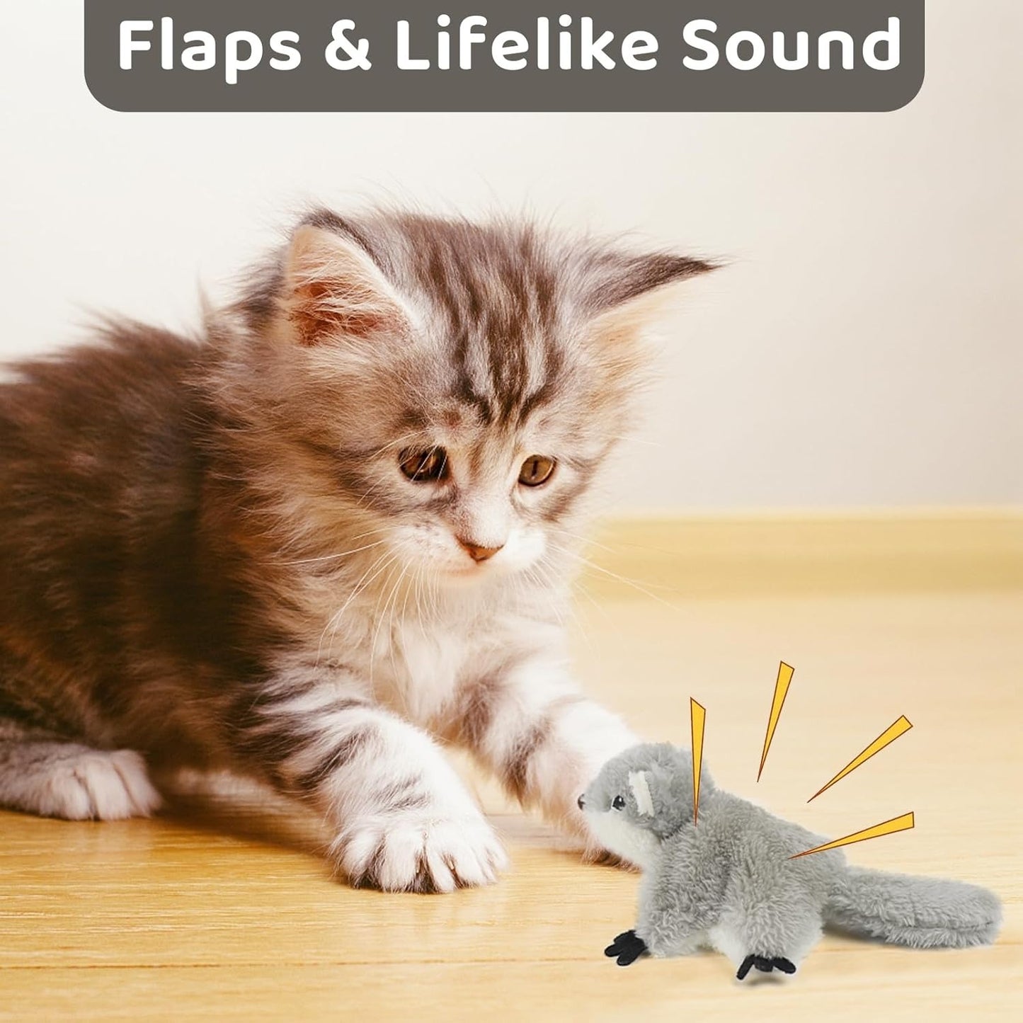 PROKEl Rechargeable Catnip Toy – Flapping Squirrel Plush