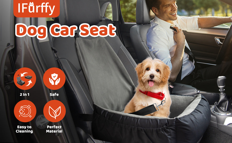Dog Car Seat – Booster with Storage & Safety Leash