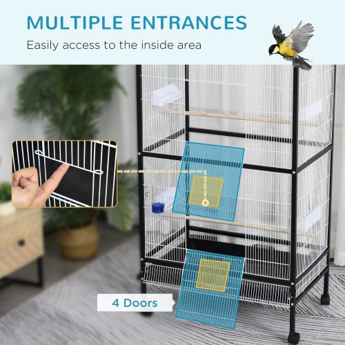 PawHut 54" Rolling Bird Cage with Accessories