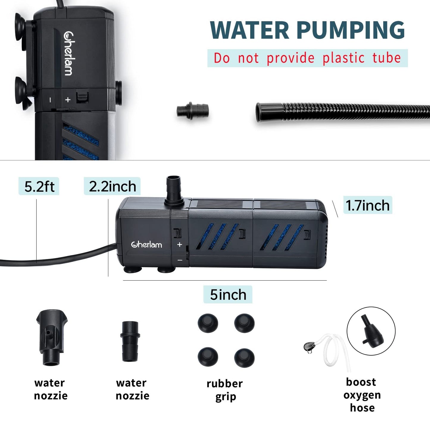 4-in-1 Built-in Filter 15W 1500L US Version