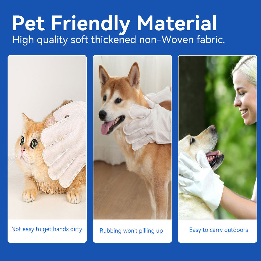 Pet Cleaning Gloves Wipes for Dogs & Cats – 6PCS Daily Care Wipes