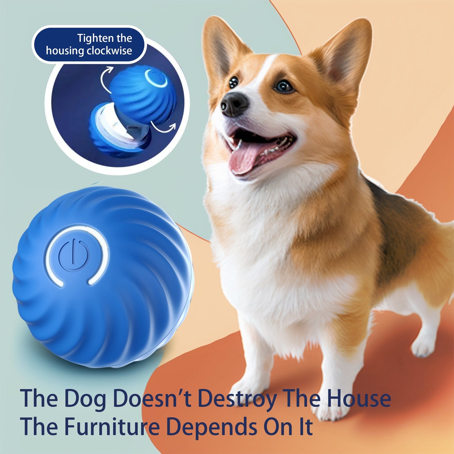 Smart Bouncing Dog Toy – USB Rechargeable, Self-Moving, Quiet & Fun Interactive Ball