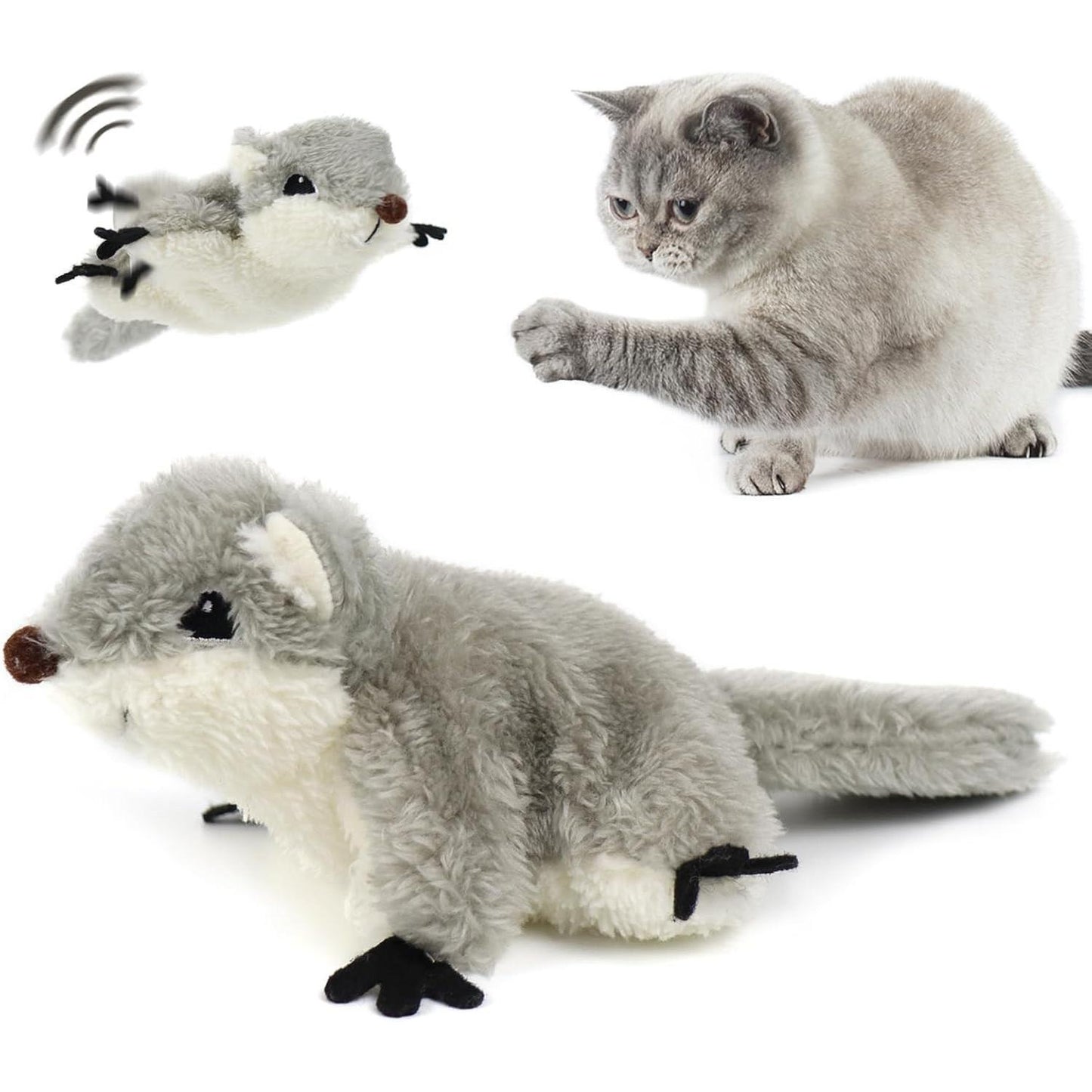 PROKEl Rechargeable Catnip Toy – Flapping Squirrel Plush