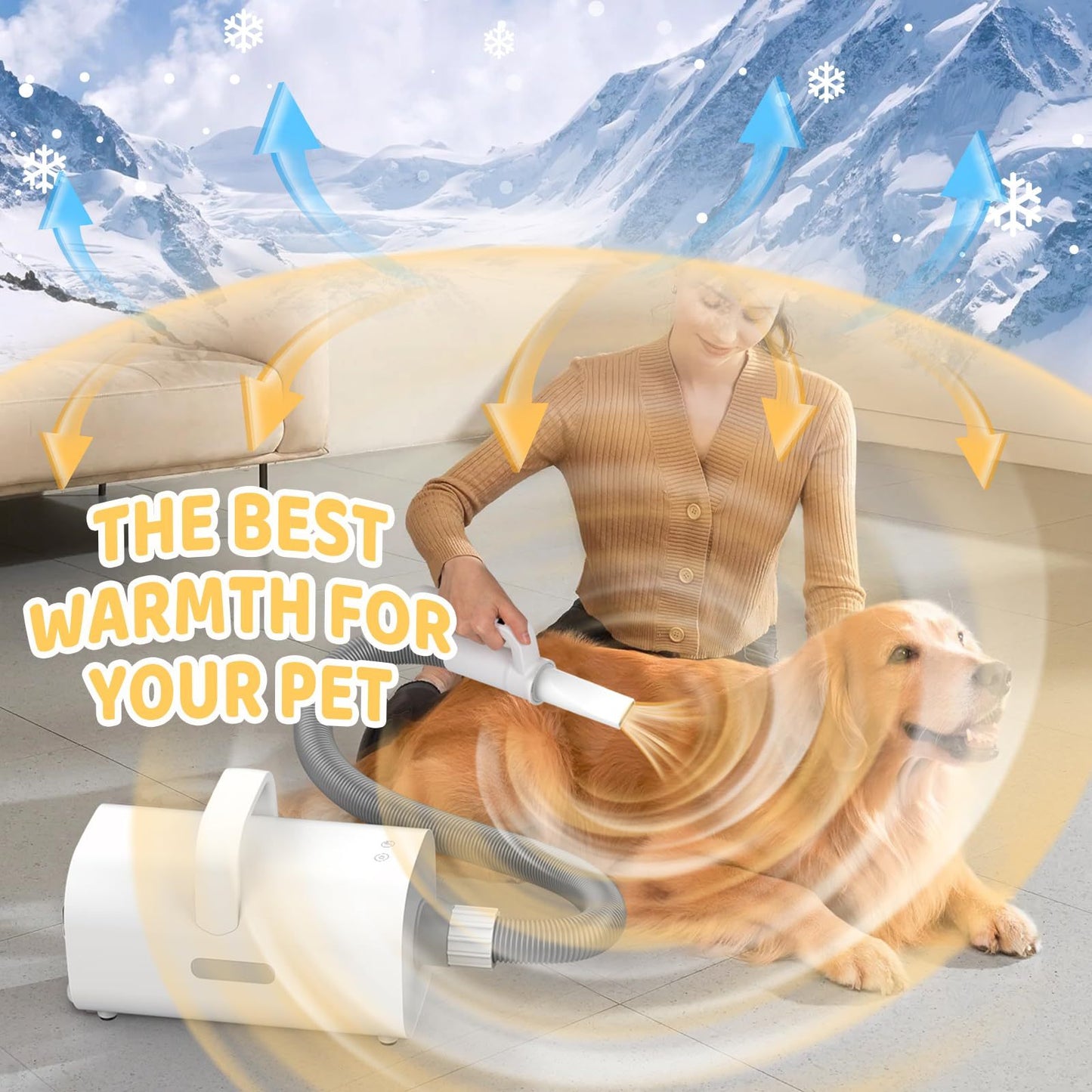 4-in-1 Smart Handle Pet Hair Dryer – High-Speed Negative Ion Drying for Dogs & Cats
