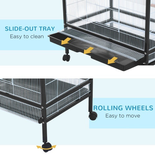 PawHut 54" Rolling Bird Cage with Accessories