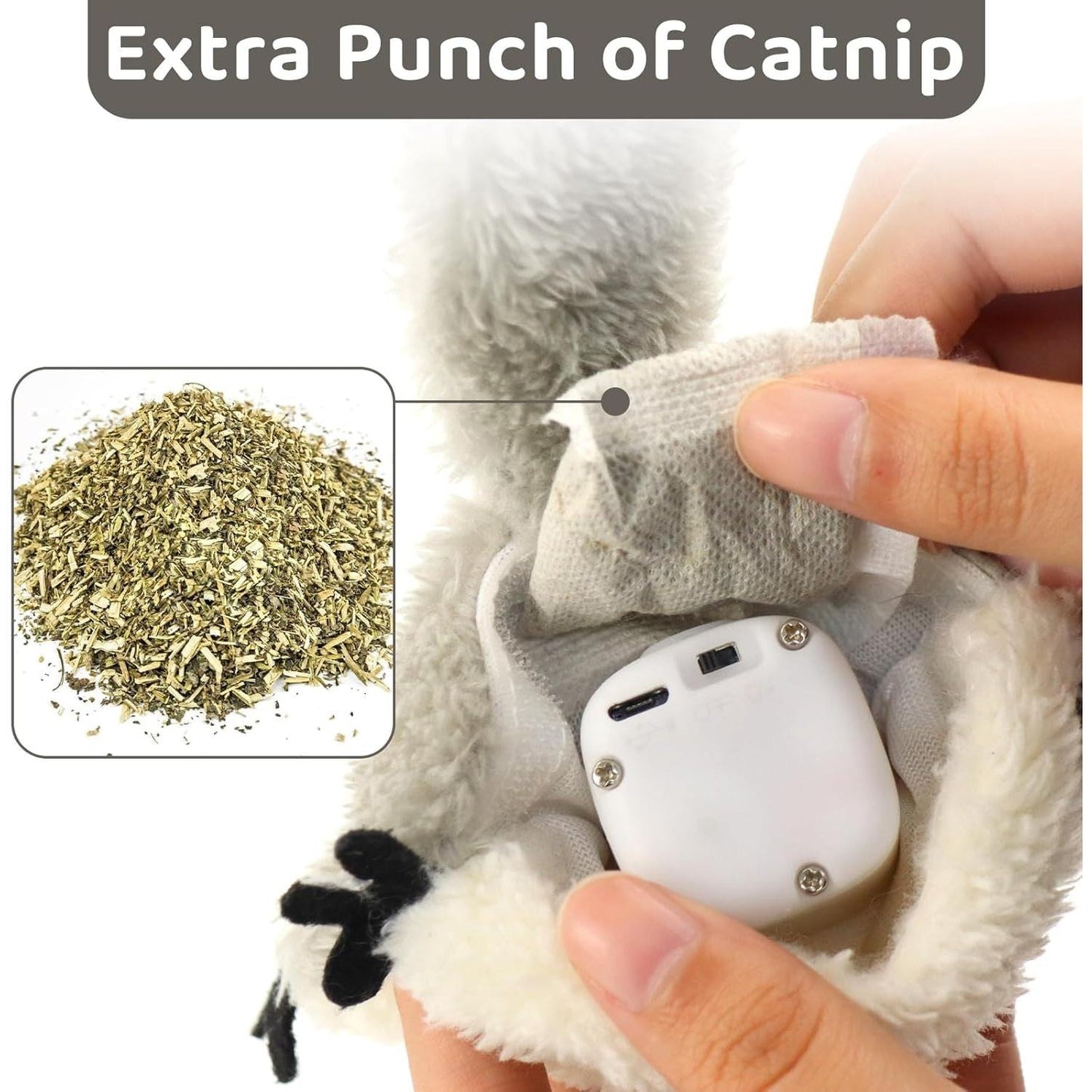PROKEl Rechargeable Catnip Toy – Flapping Squirrel Plush