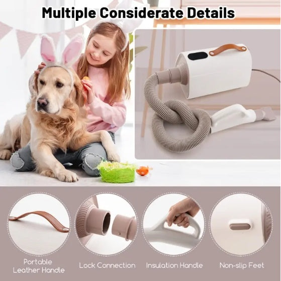 Dog & Cat Hair Blower with Negative Ion & Adjustable Temperature