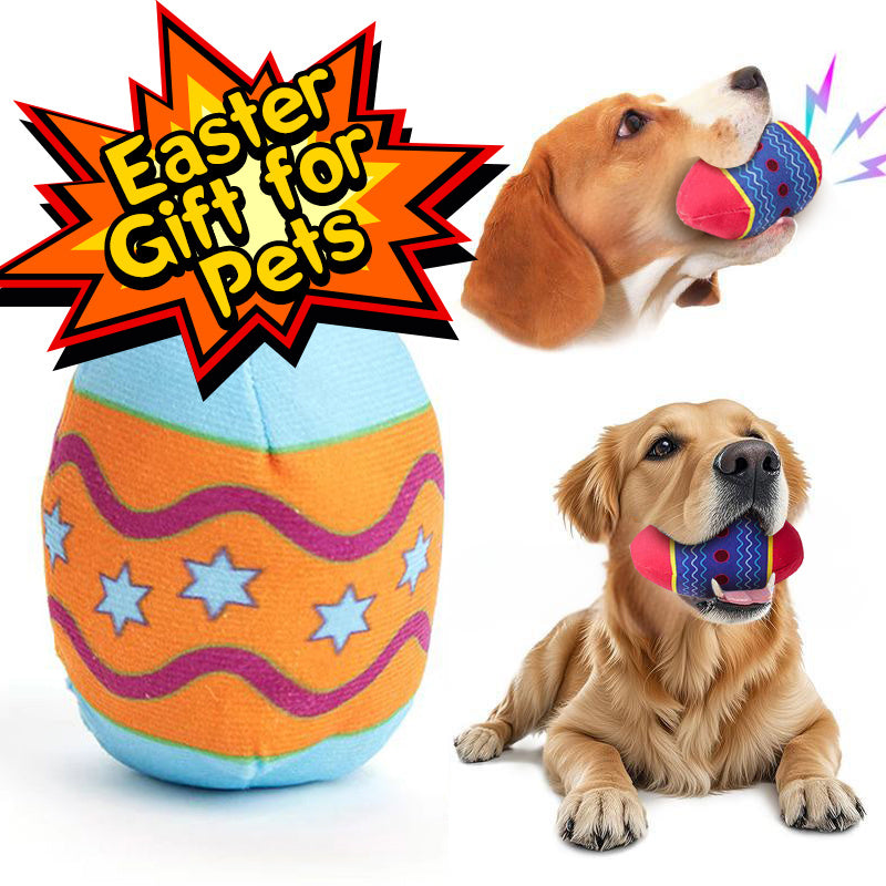 Easter Egg Squeaky Dog Toy – Green & Red, Chew Toy for Small/Medium Dogs
