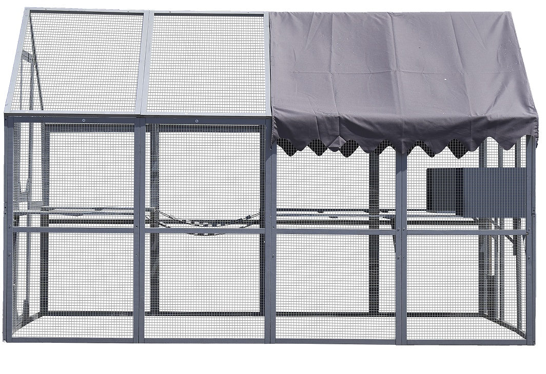 Waterproof Outdoor Cat House & Fence