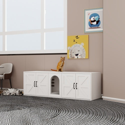 Wooden Cat Litter Box Furniture With Cat Door