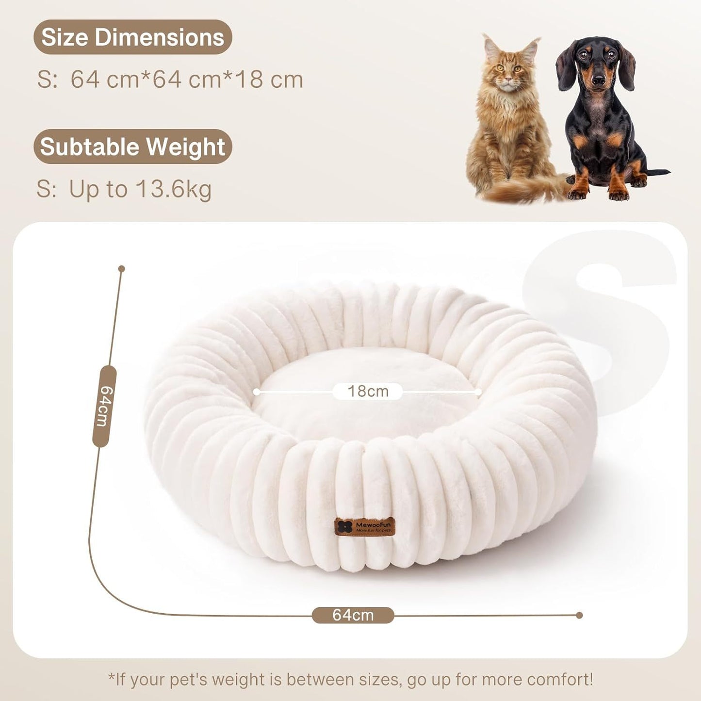 MEWOOFUN Donut Dog Bed for Small Dogs