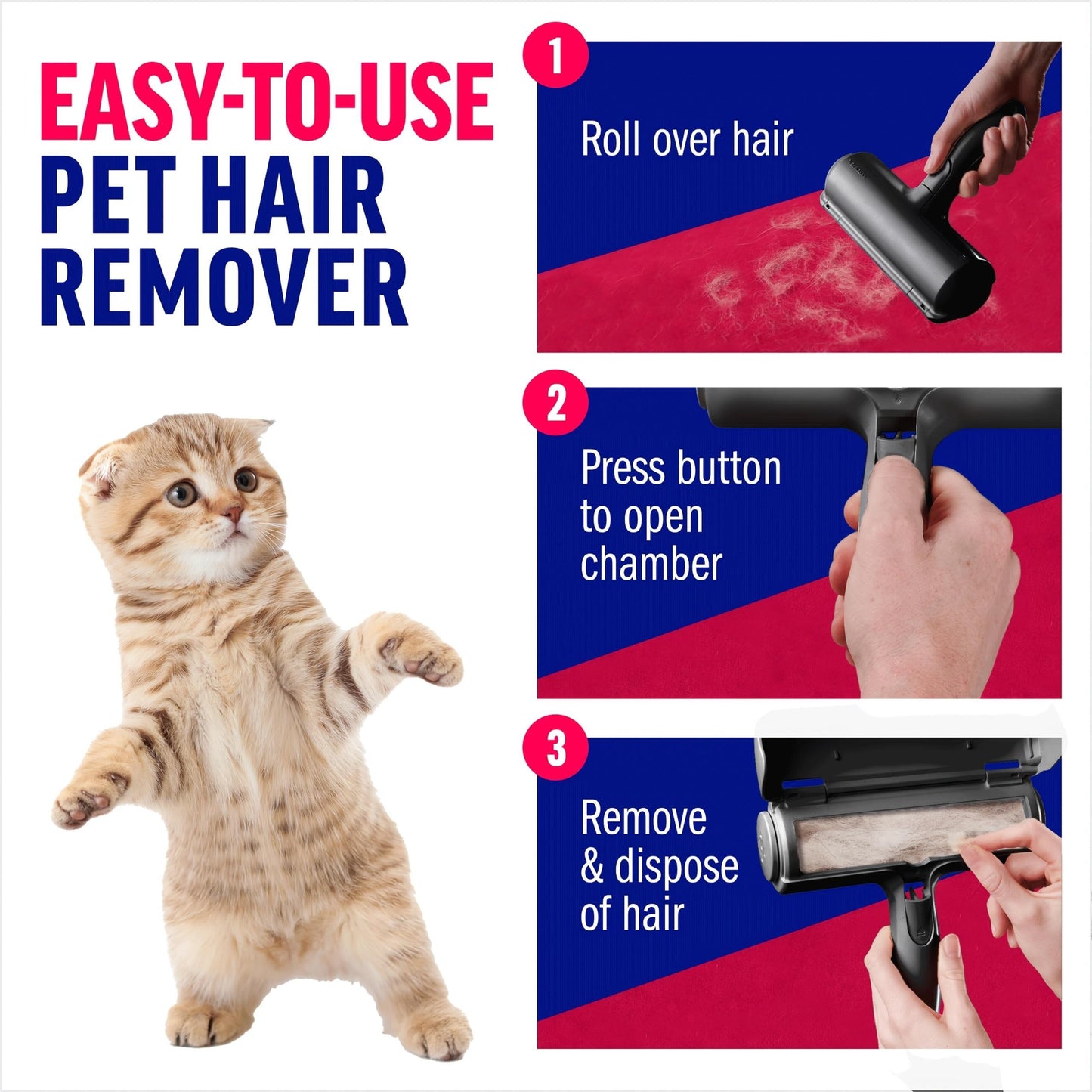 Pet Hair Remover - Reusable Sticky Applicator for Furniture, Sofas, Carpets & Clothing